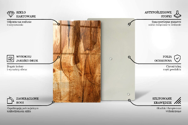 Glass worktop saver Wooden board texture