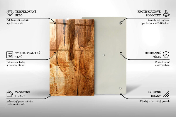 Glass worktop saver Wooden board texture