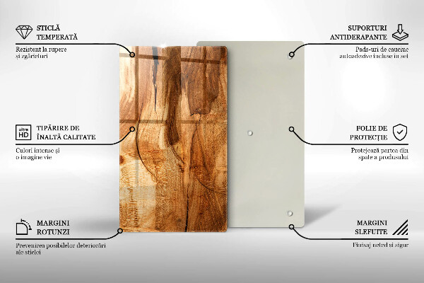 Glass worktop saver Wooden board texture