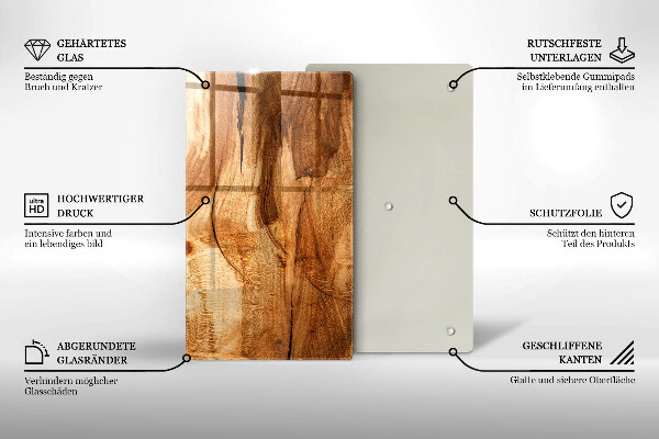 Glass worktop saver Wooden board texture