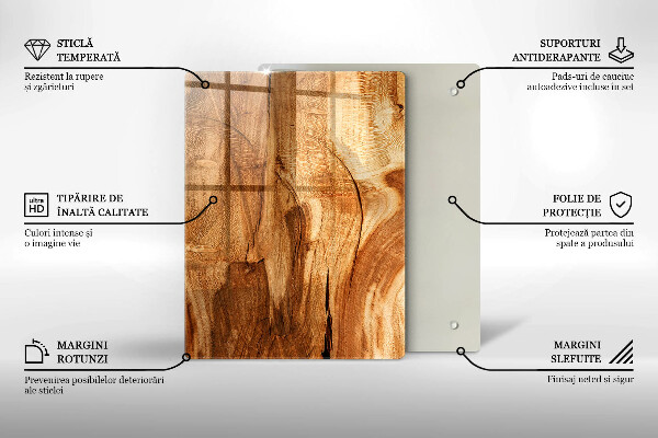 Glass worktop saver Wooden board texture