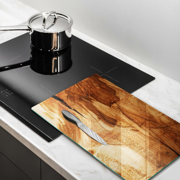 Glass worktop saver Wooden board texture