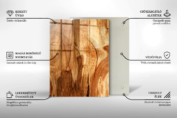 Glass worktop saver Wooden board texture