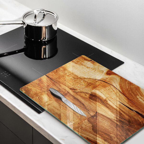 Glass worktop saver Wooden board texture