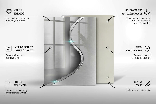 Worktop heat protector Silver metal abstraction