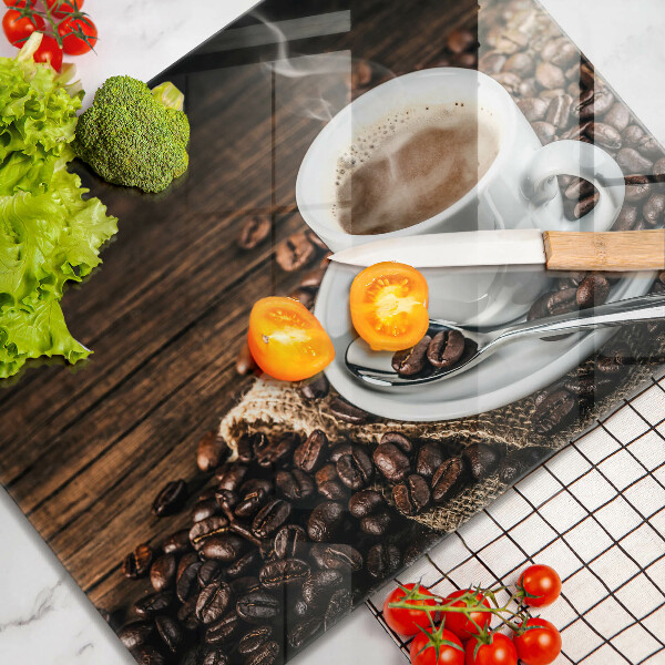 Glass worktop saver Cup and coffee beans