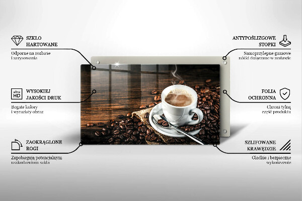 Glass worktop saver Cup and coffee beans