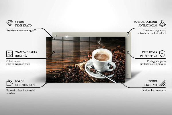 Glass worktop saver Cup and coffee beans