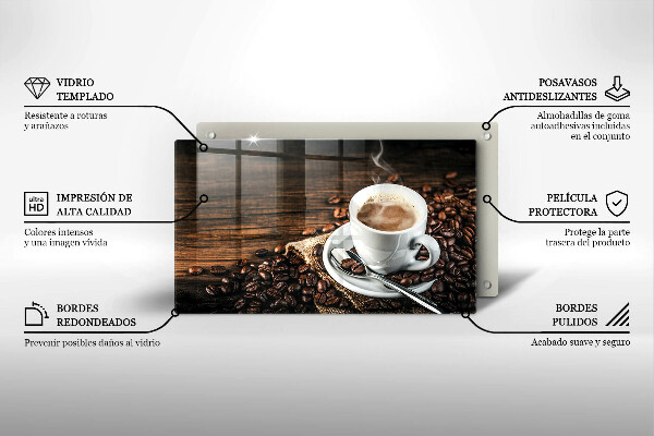 Glass worktop saver Cup and coffee beans