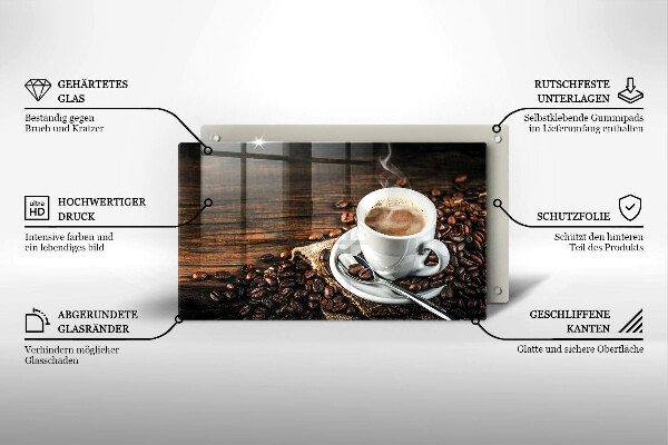 Glass worktop saver Cup and coffee beans