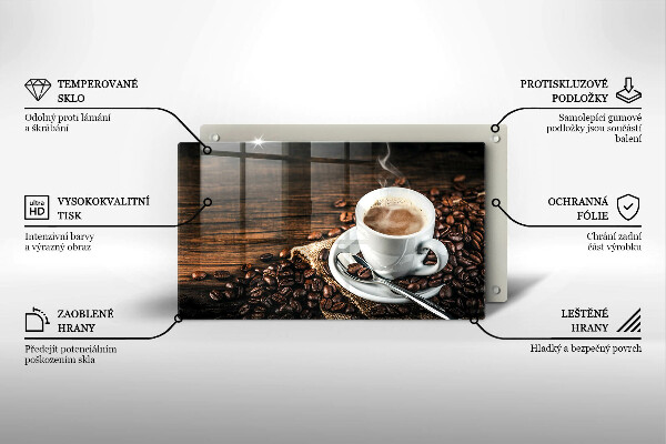 Glass worktop saver Cup and coffee beans