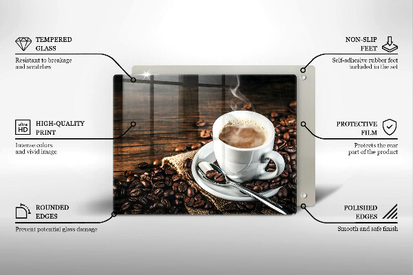 Glass worktop saver Cup and coffee beans