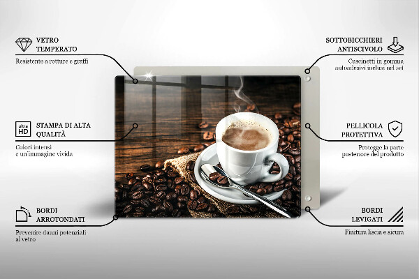 Glass worktop saver Cup and coffee beans