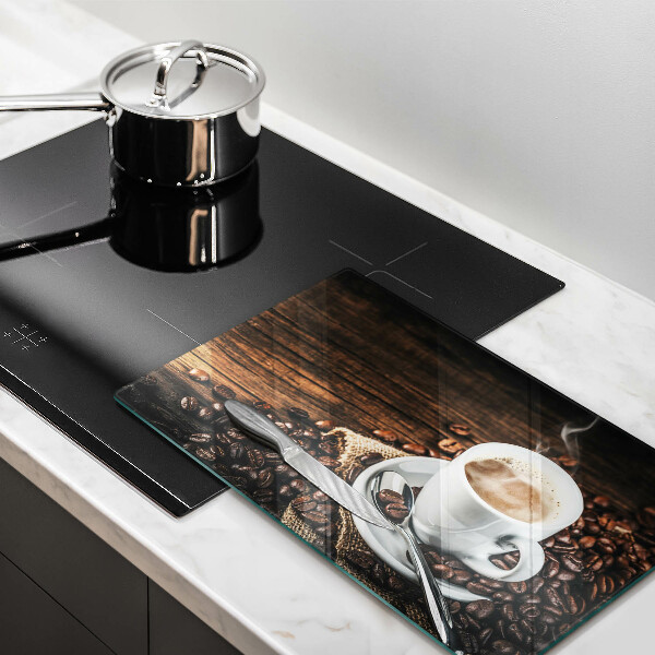 Glass worktop saver Cup and coffee beans