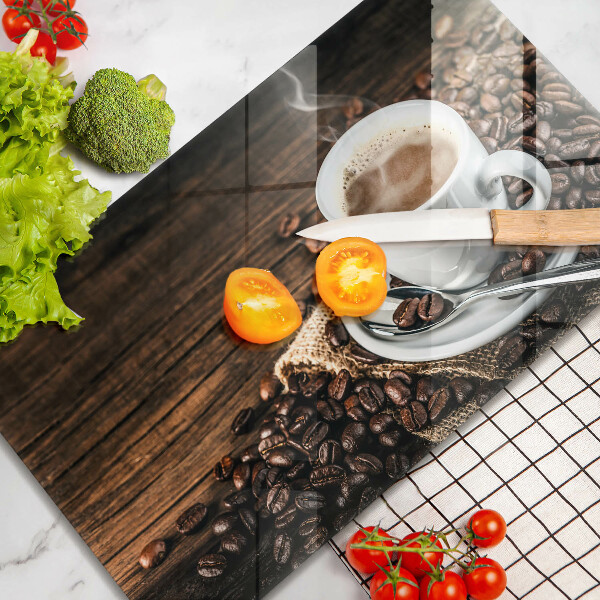 Glass worktop saver Cup and coffee beans