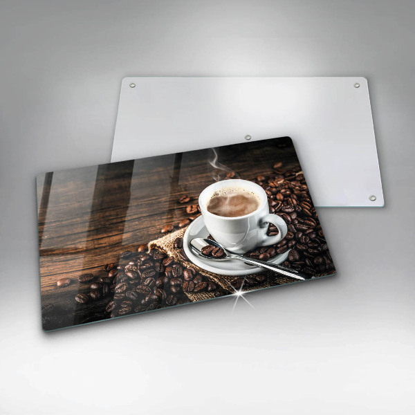 Glass worktop saver Cup and coffee beans