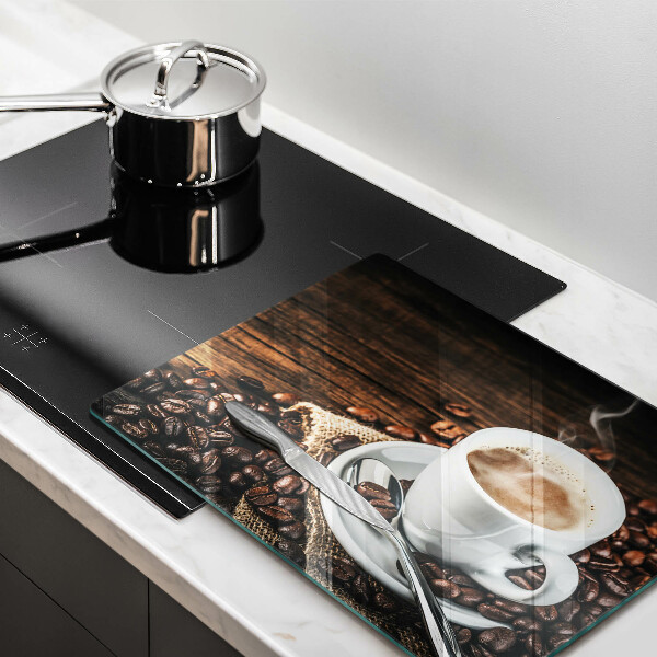 Glass worktop saver Cup and coffee beans