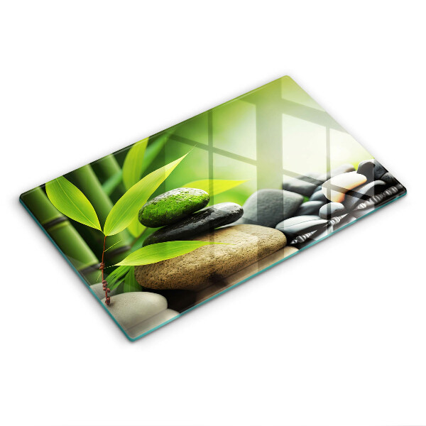 Glass worktop saver Zen bamboo stones