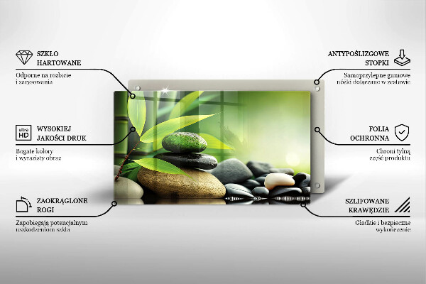 Glass worktop saver Zen bamboo stones