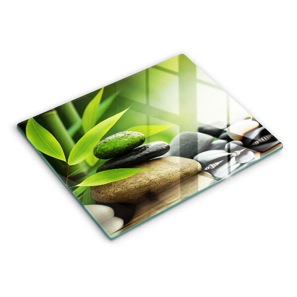 Glass worktop saver Zen bamboo stones