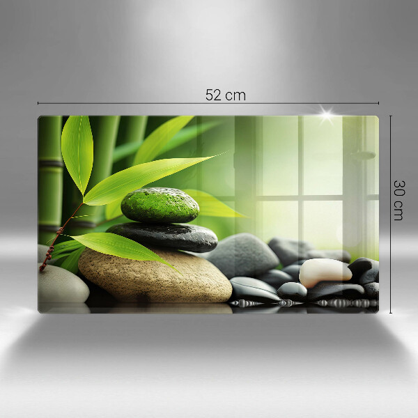 Glass worktop saver Zen bamboo stones