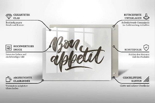 Glass worktop saver The inscription Bon Appetit