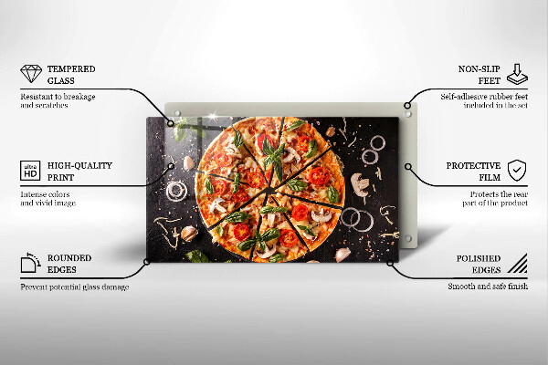 Glass worktop saver Pizza with mushrooms