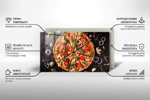 Glass worktop saver Pizza with mushrooms
