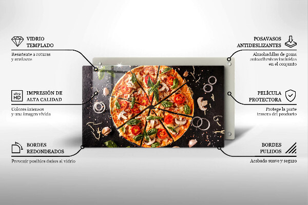 Glass worktop saver Pizza with mushrooms