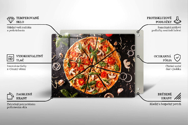 Glass worktop saver Pizza with mushrooms