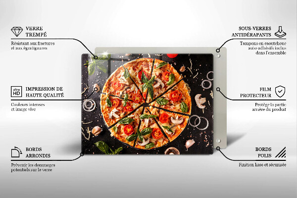 Glass worktop saver Pizza with mushrooms