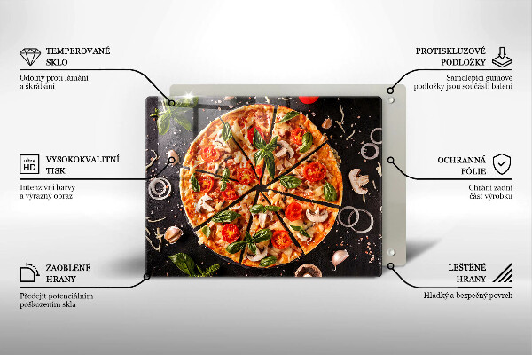 Glass worktop saver Pizza with mushrooms