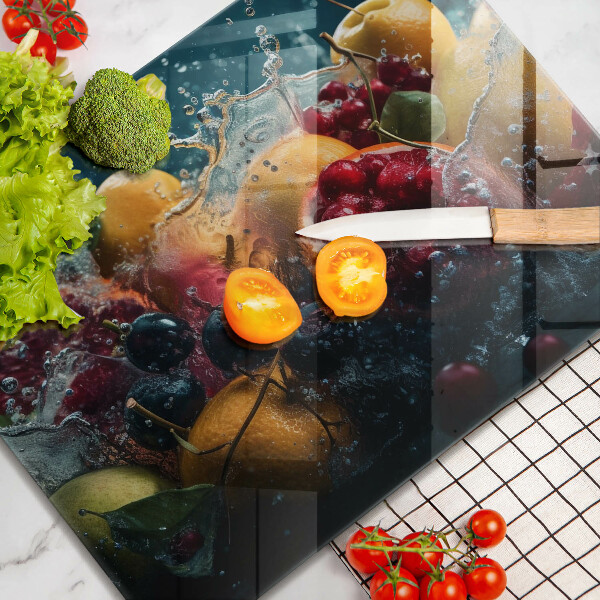 Glass worktop saver Fruits in water