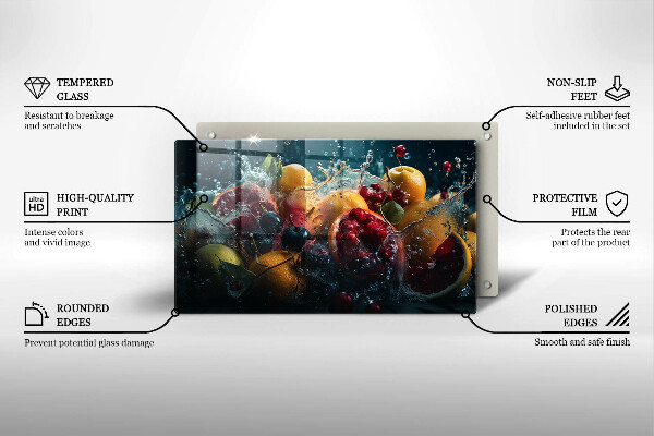 Glass worktop saver Fruits in water