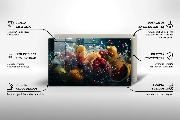 Glass worktop saver Fruits in water