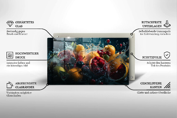 Glass worktop saver Fruits in water