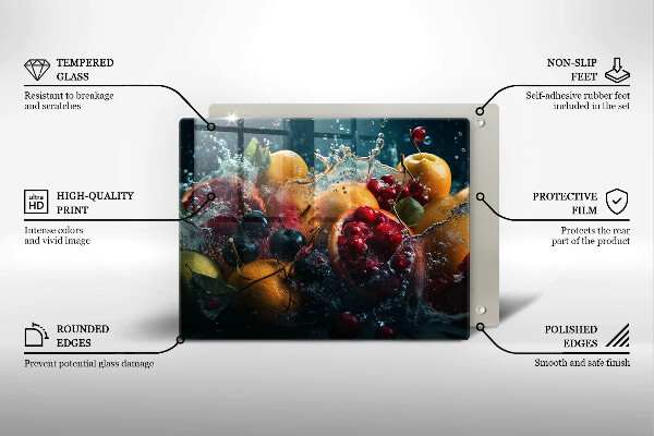 Glass worktop saver Fruits in water