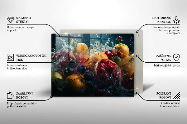 Glass worktop saver Fruits in water