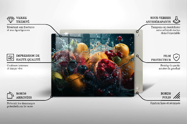Glass worktop saver Fruits in water