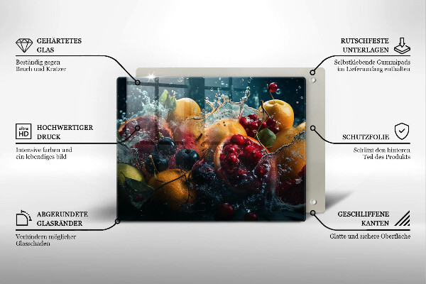 Glass worktop saver Fruits in water