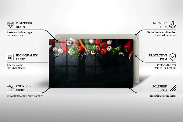 Glass worktop saver Colorful vegetables