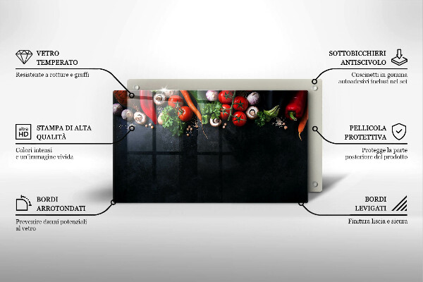 Glass worktop saver Colorful vegetables