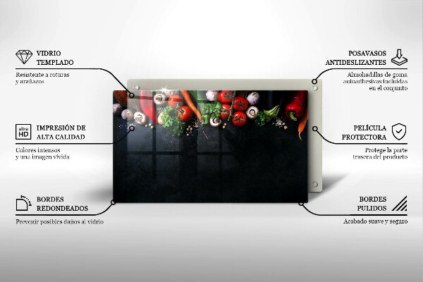 Glass worktop saver Colorful vegetables