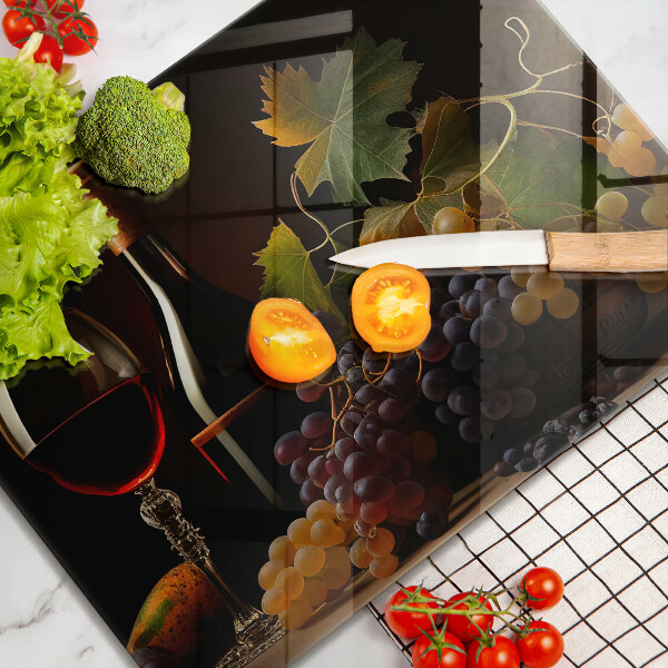 Glass worktop saver A glass of wine and grapes