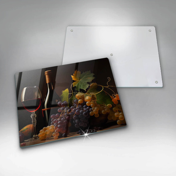 Glass worktop saver A glass of wine and grapes