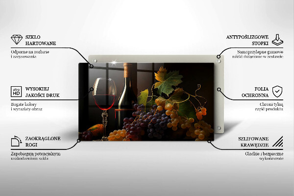 Glass worktop saver A glass of wine and grapes