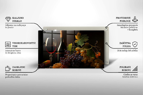 Glass worktop saver A glass of wine and grapes