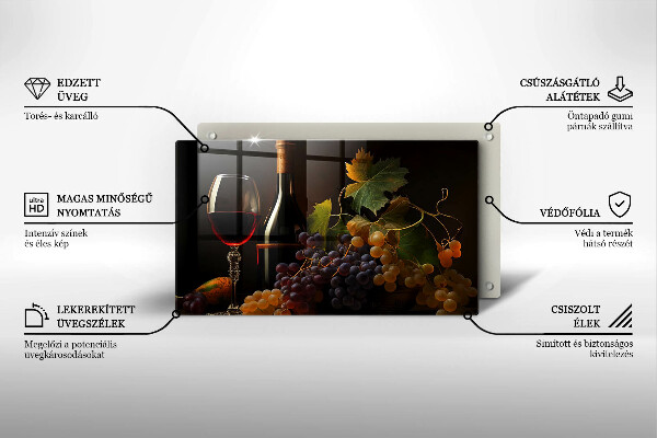 Glass worktop saver A glass of wine and grapes