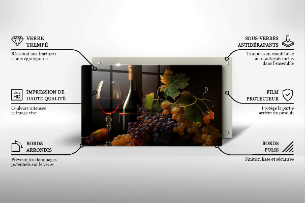 Glass worktop saver A glass of wine and grapes