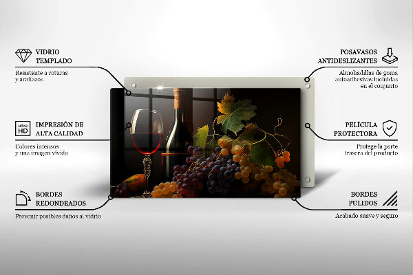 Glass worktop saver A glass of wine and grapes